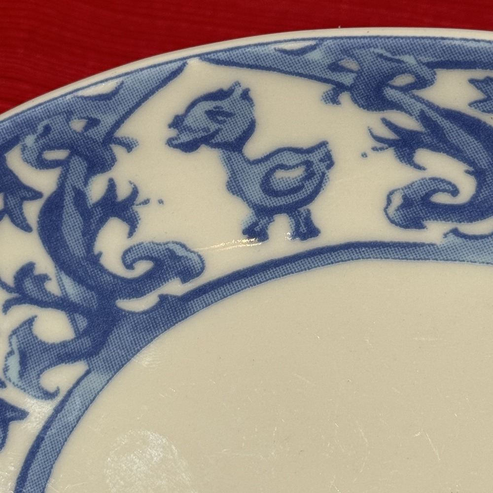 Vintage 8 1/2" Homer Laughlin Blue & White Asian Themed Oval Dish Plate USA Nice - Picture 4 of 9